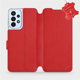 Etui ze skóry naturalnej do Samsung Galaxy A23 - wzór Red Leather
