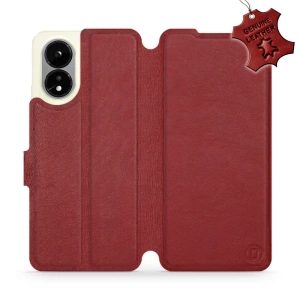 Etui ze skóry naturalnej do OPPO A38 - wzór Dark Red Leather