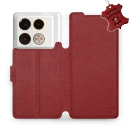 Etui ze skóry naturalnej do Infinix Note 40 Pro Plus - wzór Dark Red Leather