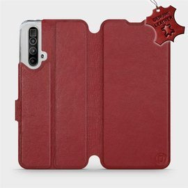 Etui ze skóry naturalnej do Realme X3 SuperZoom - wzór Dark Red Leather