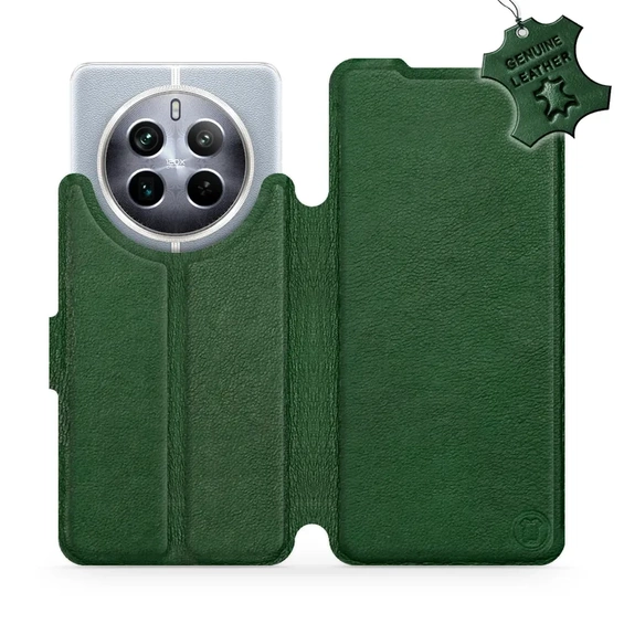 Etui ze skóry naturalnej do Realme 12 5G - wzór Green Leather