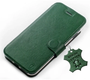 Etui ze skóry naturalnej do Apple iPhone 7 Plus - wzór Green Leather