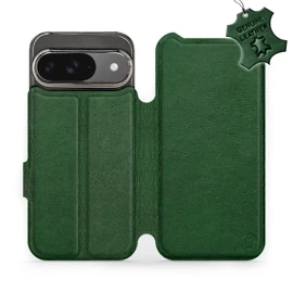 Etui ze skóry naturalnej do Google Pixel 9 - wzór Green Leather
