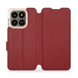 Etui ze skóry naturalnej do Huawei Honor 400 Smart - wzór Dark Red Leather