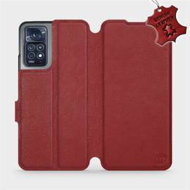 Etui ze skóry naturalnej do Xiaomi Redmi Note 11 Pro 5G - wzór Dark Red Leather