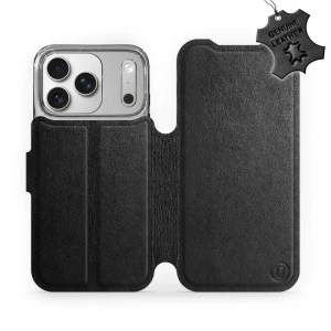 Etui ze skóry naturalnej do Apple iPhone 17 Pro - wzór Black Leather
