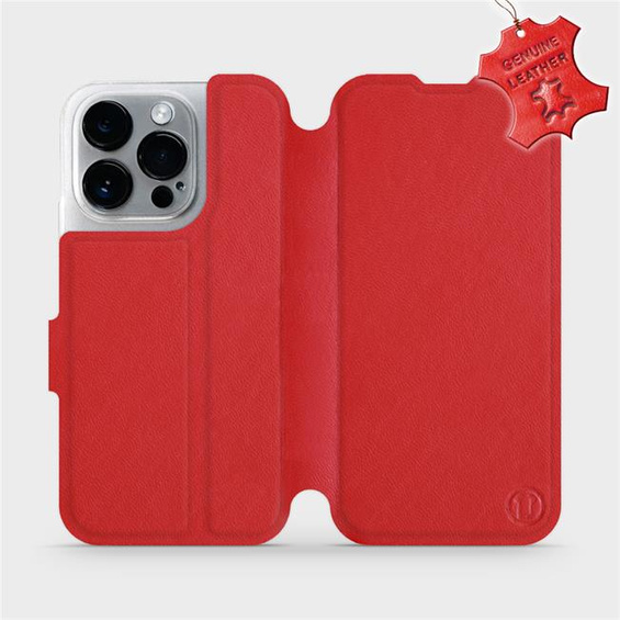 Etui ze skóry naturalnej do Apple iPhone 14 Pro - wzór Red Leather