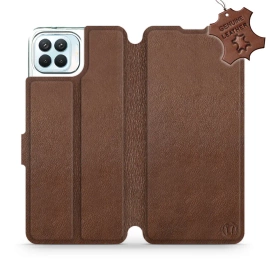Etui ze skóry naturalnej do OPPO Reno 4 Lite - wzór Brown Leather