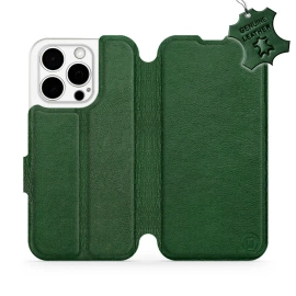 Etui ze skóry naturalnej do Apple iPhone 15 Pro - wzór Green Leather