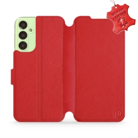 Etui ze skóry naturalnej do Samsung Galaxy A24 - wzór Red Leather