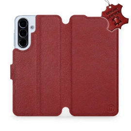 Etui ze skóry naturalnej do Samsung Galaxy A56 5G - wzór Dark Red Leather