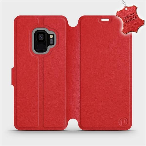 Etui ze skóry naturalnej do Samsung Galaxy S9 - wzór Red Leather