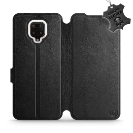 Etui ze skóry naturalnej do Xiaomi Redmi Note 9 Pro - wzór Black Leather