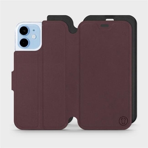 Etui Soft Touch do Apple iPhone 12 mini - wzór Matowy burgund z czernią