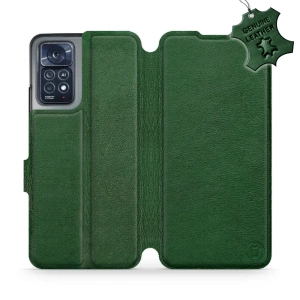 Etui ze skóry naturalnej do Xiaomi Redmi Note 11 Pro 5G - wzór Green Leather