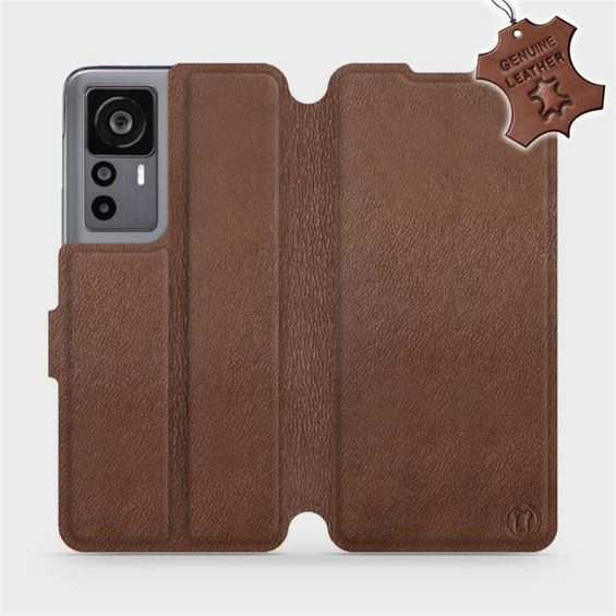 Etui ze skóry naturalnej do Xiaomi 12T Pro - wzór Brown Leather