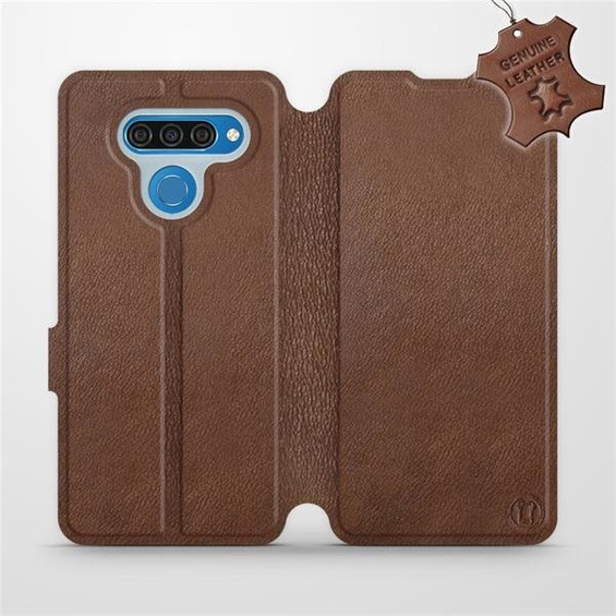 Etui ze skóry naturalnej do LG Q60 - wzór Brown Leather