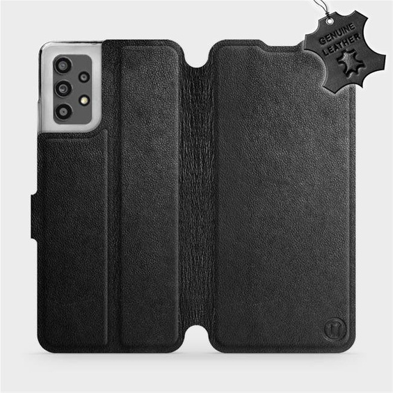 Etui ze skóry naturalnej do Samsung Galaxy A32 4g - wzór Black Leather