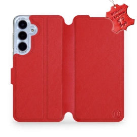 Etui ze skóry naturalnej do Samsung Galaxy S25 FE 5G - wzór Red Leather