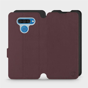 Etui Soft Touch do LG Q60 - wzór Matowy burgund z czernią
