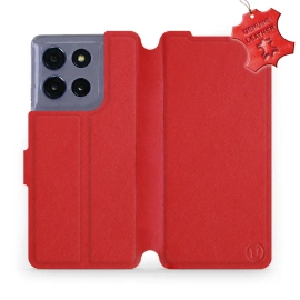 Etui ze skóry naturalnej do Motorola Moto G86 5G - wzór Red Leather