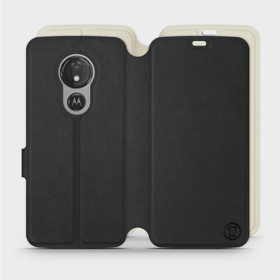 Etui Soft Touch do Motorola Moto G7 Power - wzór Satynowa czerń z platyną
