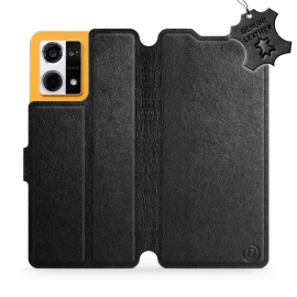 Etui ze skóry naturalnej do Oppo Reno 7 4G - wzór Black Leather