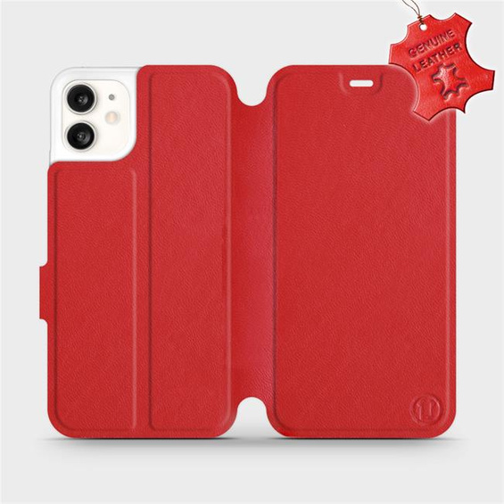 Etui ze skóry naturalnej do Apple iPhone 11 - wzór Red Leather