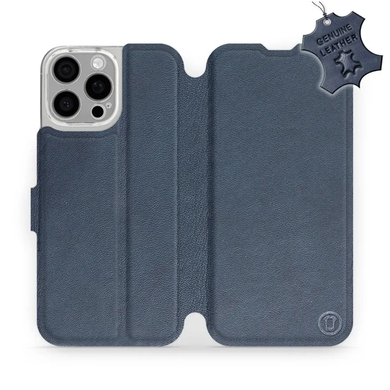 Etui ze skóry naturalnej do Apple iPhone 16 Pro Max - wzór Blue Leather