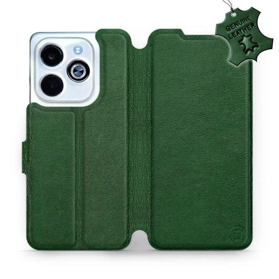 Etui ze skóry naturalnej do Infinix HOT 40i - wzór Green Leather