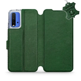 Etui ze skóry naturalnej do Xiaomi Redmi 9T - wzór Green Leather