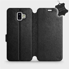 Etui ze skóry naturalnej do Samsung Galaxy J6 Plus 2018 - wzór Black Leather