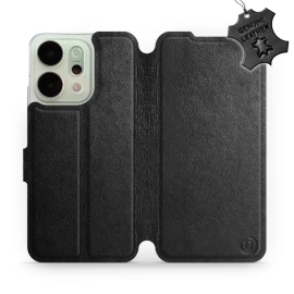Etui ze skóry naturalnej do OPPO Reno 14 Pro 5G - wzór Black Leather