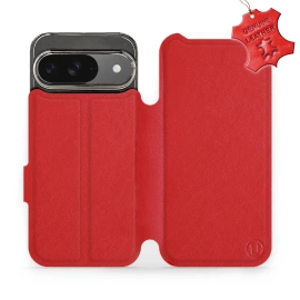 Etui ze skóry naturalnej do Google Pixel 9 - wzór Red Leather