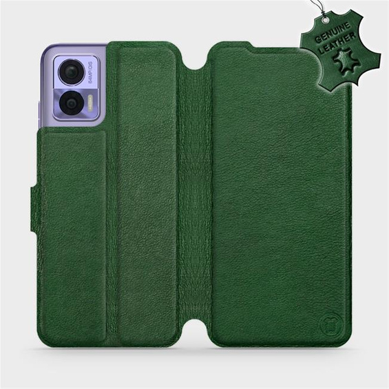 Etui ze skóry naturalnej do Motorola Edge 30 Neo - wzór Green Leather