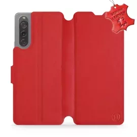 Etui ze skóry naturalnej do Sony Xperia 10 V - wzór Red Leather