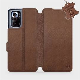 Etui ze skóry naturalnej do Xiaomi Redmi Note 10 Pro - wzór Brown Leather