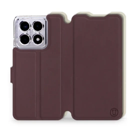 Etui Soft Touch do Xiaomi 14T - wzór Matowy burgund z platyną