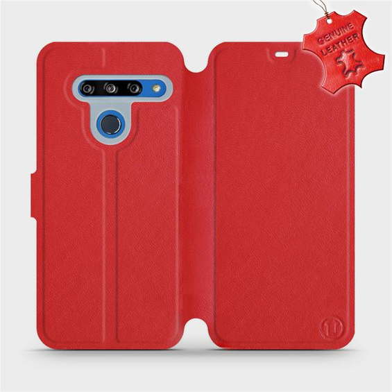 Etui ze skóry naturalnej do LG G8s ThinQ - wzór Red Leather