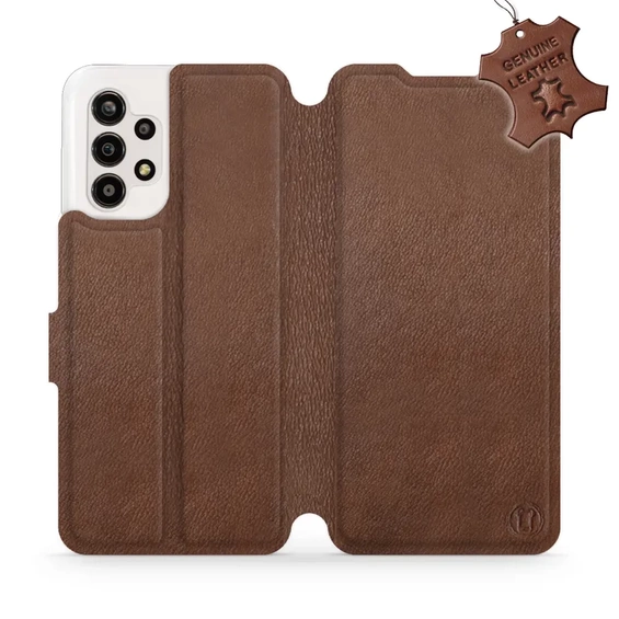 Etui ze skóry naturalnej do Samsung Galaxy A13 4G - wzór Brown Leather