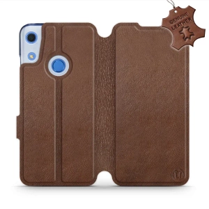 Etui ze skóry naturalnej do Huawei Y6S - wzór Brown Leather
