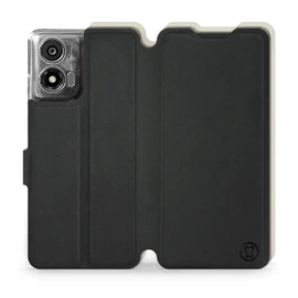 Etui Soft Touch do Motorola Moto E14 - wzór Satynowa czerń z platyną
