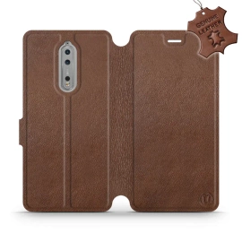 Etui ze skóry naturalnej do Nokia 8 - wzór Brown Leather