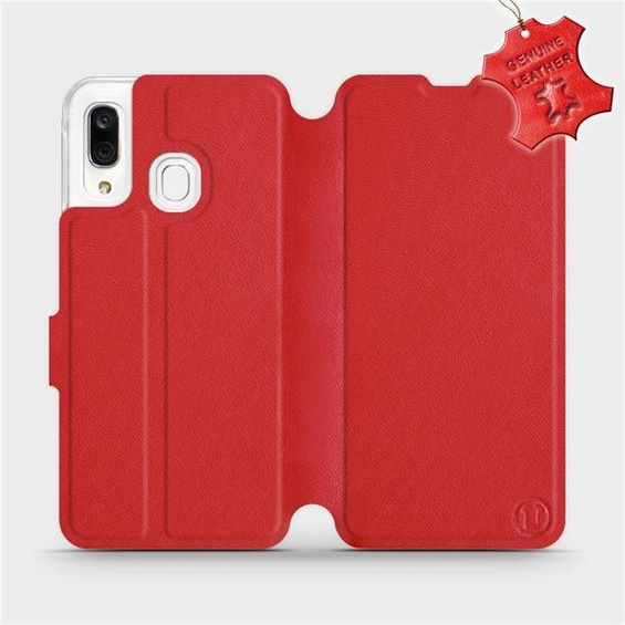 Etui ze skóry naturalnej do Samsung Galaxy A40 - wzór Red Leather