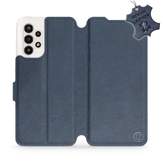 Etui ze skóry naturalnej do Samsung Galaxy A13 4G - wzór Blue Leather