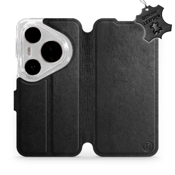 Etui ze skóry naturalnej do Huawei Pura 80 Pro - wzór Black Leather