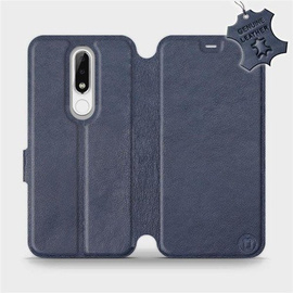 Etui ze skóry naturalnej do Nokia 5.1 Plus - wzór Blue Leather