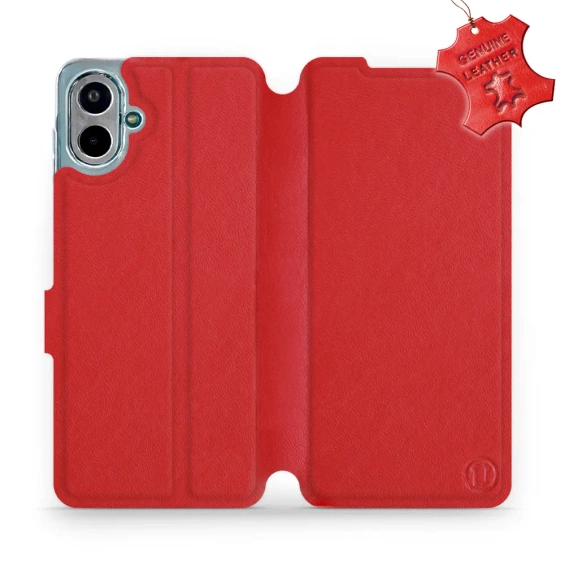 Etui ze skóry naturalnej do Samsung Galaxy A07 - wzór Red Leather