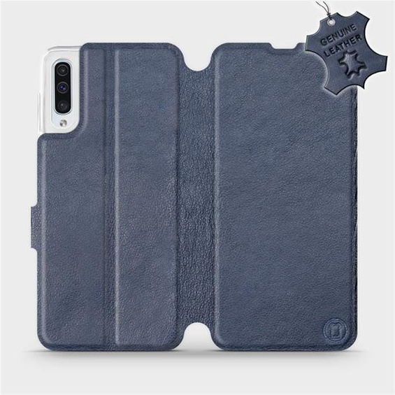 Etui ze skóry naturalnej do Samsung Galaxy A50 - wzór Blue Leather
