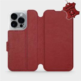 Etui ze skóry naturalnej do Apple iPhone 14 Pro - wzór Dark Red Leather